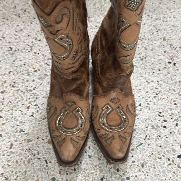 Corral Shoes - Corral horseshoe brown cowboy cowgirl boots 9 western rodeo
